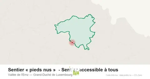 Carte de localisation de Sentier « pieds nus » - Sentier accessible à tous à Vallée de l'Ernz (Grand-Duché de Luxembourg)